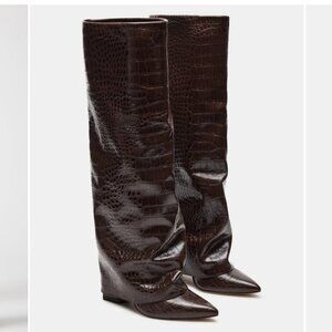 Steve Madden Stuntin Crocodile Boots Brown